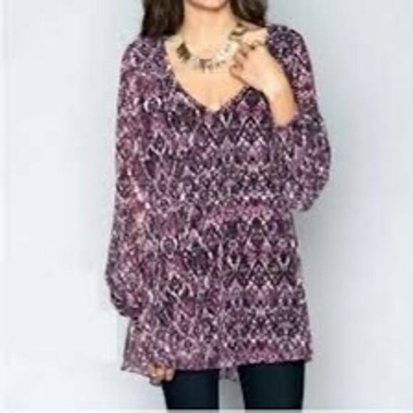 Show Me Your Mumu Tops - Show Me Your Mumu Tunic Dress Purple Snakeskin Print Long Sleeve Women’s XS